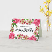 Carte Pour Ami à l'aquarelle d'anniversaire Fleurs roses (Fleur jaune)