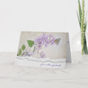 Carte pour ami-lilas et papillon
