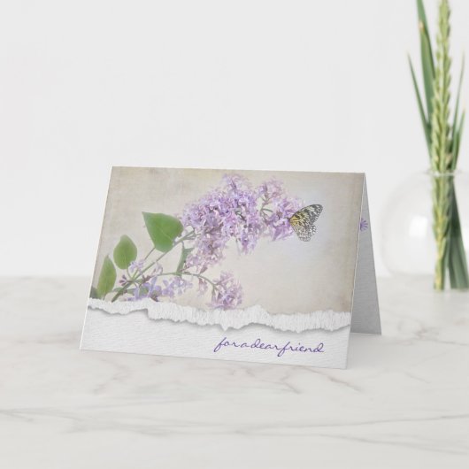 Carte pour ami-lilas et papillon (Devant)
