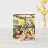 Carte pour animaux de Noël Vintage (Fleur jaune)