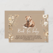 Carte pour baby shower avec un ours mignon en aqua (Devant / Derrière)