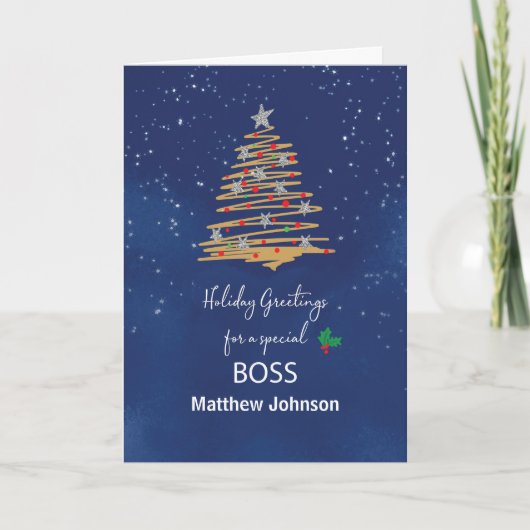 Carte Pour Boss Christmas Tree Nom personnalisable (Devant)