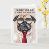 Carte pour Boss Funny Carlin Chien dans Sunglass Anniver (Fleur jaune)