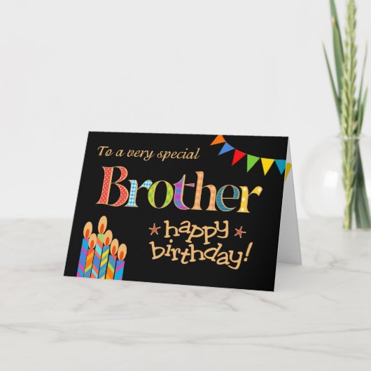 Carte Pour Bougies Chic Brother, Bunthday Card (Devant)