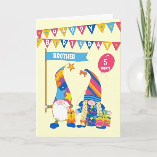 Carte Pour Brother Custom Age Birthday Fun Gnomes Card (Devant)