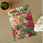 Carte Pour Brother Orchidées et Red Mums Floral Annivers<br><div class="desc">Carte d'anniversaire fleurie pour un frère cher qui présente la photo d'un spray d'orchidées de Cymbidium avec des fleurs rouges de Chrysanthème. Sélectionnez le style de finition de votre carte.</div>