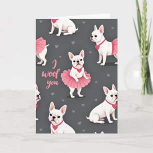 Carte pour chien bouledogue français 'Je te wouffe