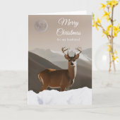 Carte Pour copain Joyeux Noël avec cerf et neige (Fleur jaune)