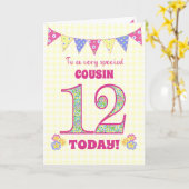 Carte Pour Cousin 12e Anniversaire Primroses Bunting Car (Fleur jaune)