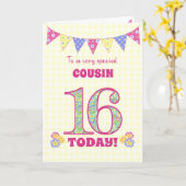 Carte Pour Cousin 16e Anniversaire Primroses Bunting Car (Fleur jaune)