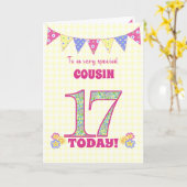 Carte Pour Cousin 17e anniversaire Primrose et Bunting C (Fleur jaune)