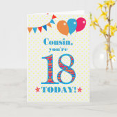 Carte Pour Cousin 18e Anniversaire Bunting et Balloons C (Fleur jaune)