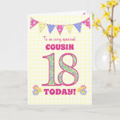 Carte Pour Cousin 18th Birthday Primroses and Bunting (Fleur jaune)