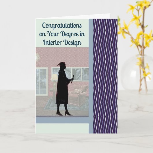 Carte pour diplôme en Design d'intérieur pour femm (Fleur jaune)