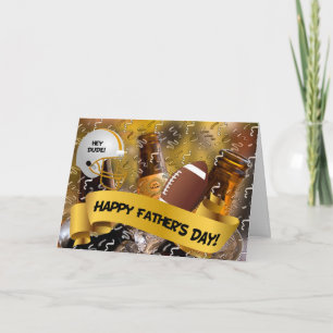 Carte pour Fête des pères amie Football et bière