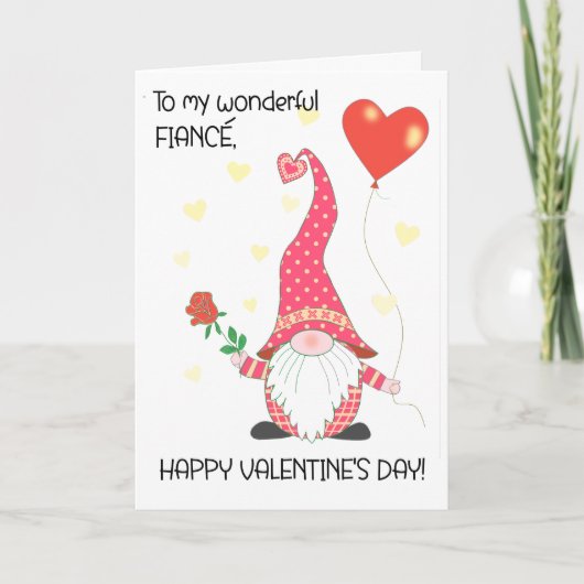 Carte Pour Fiance Valentine's mignonne Gnome avec Rose r (Devant)