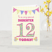 Carte Pour fille 12e anniversaire Primroses Bunting Card (Fleur jaune)