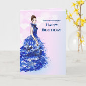 Carte Pour fille à l'anniversaire Sparkly Blue Gown Desi (Fleur jaune)