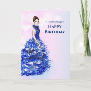 Carte Pour fille à l'anniversaire Sparkly Blue Gown Desi
