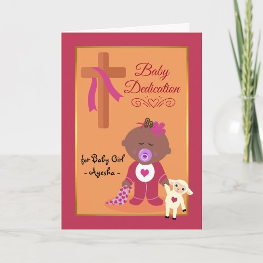 Carte Pour Fille Bébé Dedication Day Ajouter un nom avec (Devant)