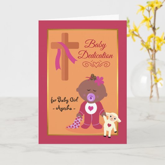 Carte Pour Fille Bébé Dedication Day Ajouter un nom avec (Fleur jaune)
