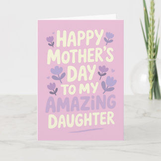 Carte Pour fille Bonne fête des mères Fleurs violettes