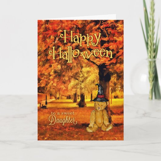 Carte pour Fille Teddy Bear Witween Halloween (Devant)
