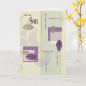 Carte Pour Fils en Fête des pères. Élégant Motif feuille (Fleur jaune)