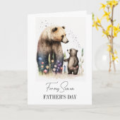 Carte Pour Fils en Fête des pères. Ours aquarelle (Fleur jaune)