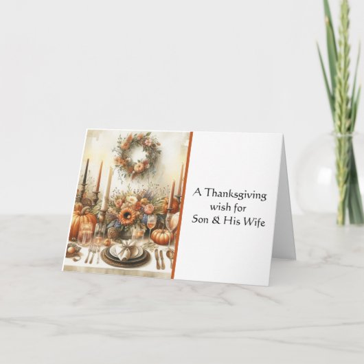 Carte Pour Fils et sa femme Salutation Bon thanksgiving (Devant)