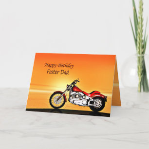Carte Pour Foster Papa, Motorcycle coucher de soleil