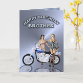 Carte Pour frère, anniversaire avec des filles et une mo (Fleur jaune)