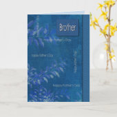 Carte Pour Frère en Fête des pères. Motif feuille bleue (Fleur jaune)
