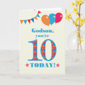 Carte Pour Godson 10th Birthday Bunting Balloons Card (Fleur jaune)