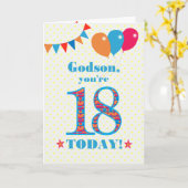 Carte Pour Godson 18e Anniversaire Bunting et Balloons C (Fleur jaune)