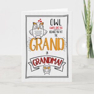Carte pour grand-mère grand-parents Jour Hibou Toujours