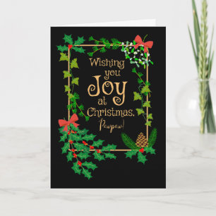 Carte Pour grand-père Noël Joie Holly et Mistletoe