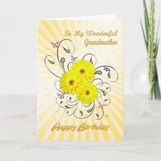 Carte Pour Grandmother, Birthday card avec yellow flower (Devant)