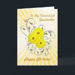 Carte Pour Grandmother, Birthday card avec yellow flower<br><div class="desc">Une magnifique carte d'anniversaire avec des fleurs jaunes de marguerite sur un arrière - plan tourbillonnant.</div>