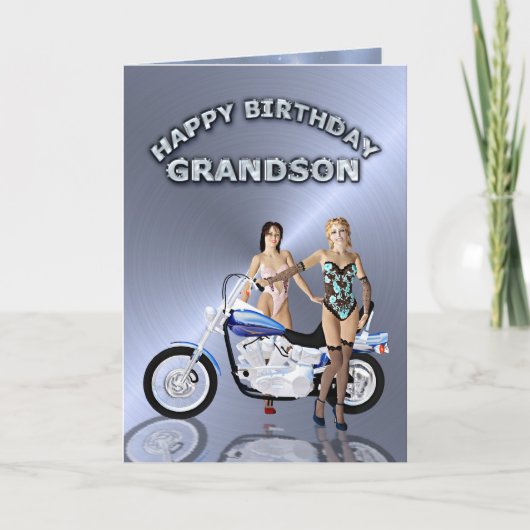 Carte Pour Grandson, anniversaire avec des filles et une (Devant)