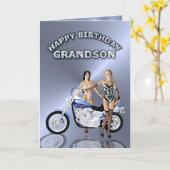 Carte Pour Grandson, anniversaire avec des filles et une (Fleur jaune)