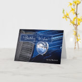 Carte pour Husband Birthday - Classic Car in Blue (Fleur jaune)