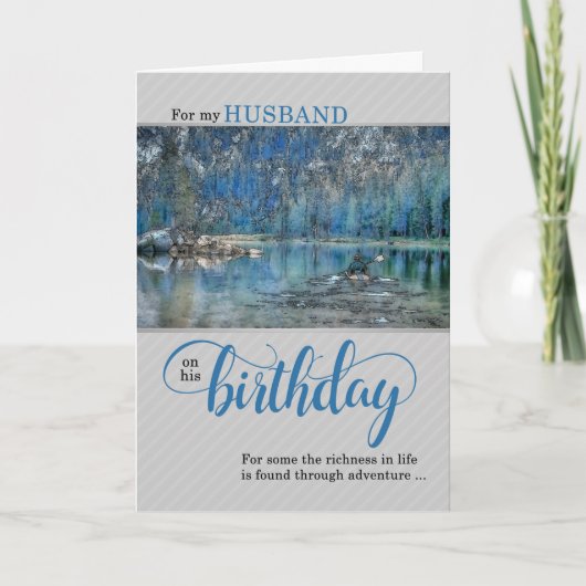 Carte pour Husband Kayak sur le lac Anniversaire (Devant)