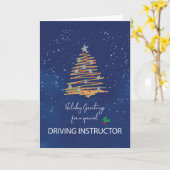 Carte Pour instructeur de conduite sapin de Noël sur la  (Fleur jaune)