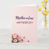 Carte pour la belle-mère rose pastel (Fleur jaune)