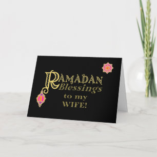 Carte Pour la femme Ramadan Bénédiction Gold sur le noir
