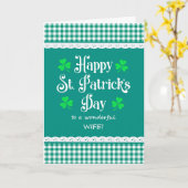 Carte Pour la femme St Patrick's Shamrock Green Checks (Fleur jaune)