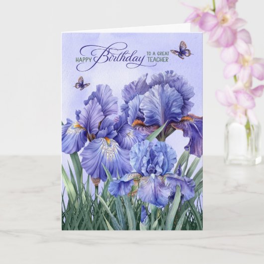 Carte pour la fête de l'enseignant Iris Violet avec Papi (Orchidée)