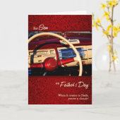 Carte pour la Fête des pères de voiture Son Red Classic (Fleur jaune)