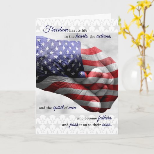 Carte pour la Fête des pères du mari militaire déployée (Fleur jaune)